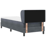Letto a molle con materasso Grigio scuro 80 x 200 cm Velluto