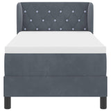 Letto a molle con materasso Grigio scuro 80 x 200 cm Velluto
