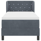 Letto con Molle e Materasso Grigio Scuro 80x200 cm Velluto