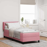 Letto a molle con materasso Rosa 80 x 200 cm Velluto