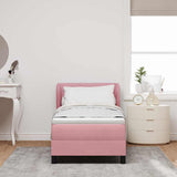 Letto a molle con materasso Rosa 80 x 200 cm Velluto
