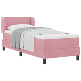 Letto a molle con materasso Rosa 80 x 200 cm Velluto