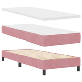 Letto a molle con materasso Rosa 80 x 200 cm Velluto