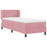 Letto a molle con materasso Rosa 80 x 200 cm Velluto