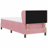 Letto a molle con materasso Rosa 80 x 200 cm Velluto