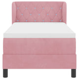 Letto a molle con materasso Rosa 80 x 200 cm Velluto