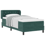 Letto a molle con testiera Verde scuro 90 x 190 cm Velluto