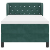 Letto a molle con testiera Verde scuro 90 x 190 cm Velluto