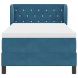 Letto a molle con materasso Blu scuro 90 x 190 cm Velluto