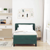 Letto a molle con materasso Verde scuro 90 x 200 cm Velluto