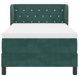 Letto a molle con materasso Verde scuro 90 x 200 cm Velluto