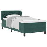 Letto a molle con materasso Verde scuro 90 x 200 cm Velluto