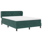 Letto a molle con testiera Verde scuro 140 x 190 cm Velluto
