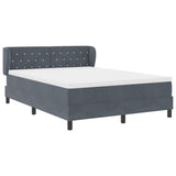 Letto a molle con testiera Grigio scuro 140 x 200 cm Velluto