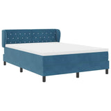 Letto a molle con materasso Blu scuro 140 x 200 cm Velluto