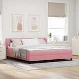 Letto a molle con materasso Rosa 180 x 200 cm Velluto