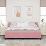 Letto a molle con materasso Rosa 180 x 200 cm Velluto