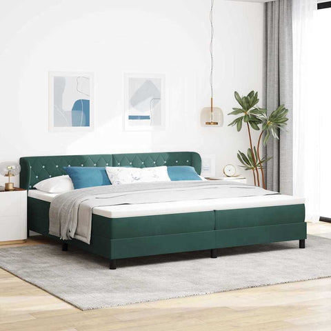 Letto a molle con materasso Verde scuro 200 x 200 cm Velluto