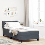Letto a molle con materasso Grigio scuro 80 x 200 cm Velluto
