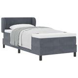 Letto a molle con materasso Grigio scuro 80 x 200 cm Velluto