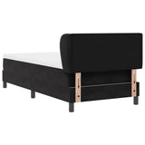 Letto a molle con materasso Nero 100 x 200 cm Velluto