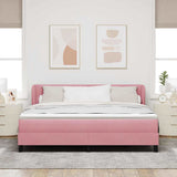 Letto a molle con materasso Rosa 180 x 200 cm Velluto