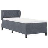 Letto a molle con materasso Grigio scuro 80 x 200 cm Velluto