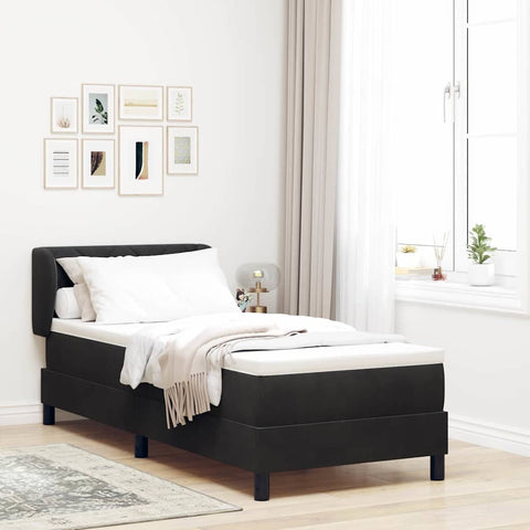 Letto con Molle e Materasso Grigio Scuro 80x200 cm Velluto Nero