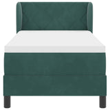 Letto a molle con testiera Verde scuro 80 x 200 cm Velluto