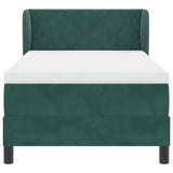 Letto a molle con materasso Verde scuro 90 x 200 cm Velluto
