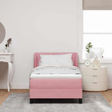 Letto a molle con materasso Rosa 100 x 200 cm Velluto