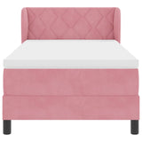 Letto a molle con materasso Rosa 100 x 200 cm Velluto