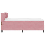 Letto a molle con materasso Rosa 100 x 200 cm Velluto