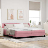 Letto a molle con materasso Rosa 200 x 200 cm Velluto
