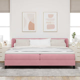 Letto a molle con materasso Rosa 200 x 200 cm Velluto