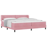 Letto a molle con materasso Rosa 200 x 200 cm Velluto