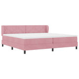 Letto a molle con materasso Rosa 200 x 200 cm Velluto