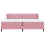 Letto a molle con materasso Rosa 200 x 200 cm Velluto