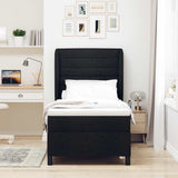 Letto a molle con materasso Nero 80 x 200 cm Tessuto