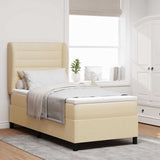 Letto a molle con materasso Crema 90 x 190 cm Tessuto