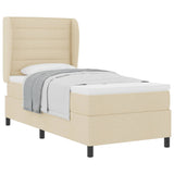 Letto a molle con materasso Crema 90 x 190 cm Tessuto