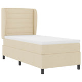 Letto a molle con materasso Crema 90 x 190 cm Tessuto