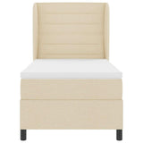 Letto a molle con materasso Crema 90 x 190 cm Tessuto