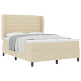 Letto a molle con materasso Crema 140 x 190 cm Tessuto