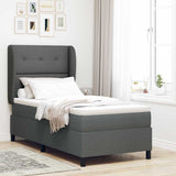 Letto a molle con materasso Grigio scuro 90 x 190 cm Tessuto