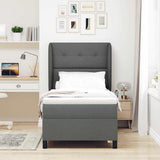 Letto a molle con materasso Grigio scuro 90 x 190 cm Tessuto