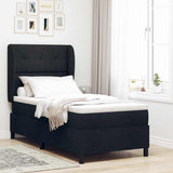 Letto a molle con testiera Nero 90 x 190 cm Tessuto