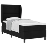 Letto a molle con testiera Nero 90 x 190 cm Tessuto