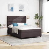 Letto a molle con materasso Marrone scuro 140 x 190 cm Tessuto