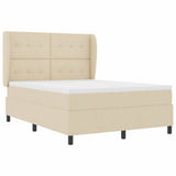 Letto a molle con testiera Crema 140 x 200 cm Tessuto